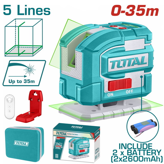 Total Laser Thread TOTAL Επαγγελματικό Αλφάδι Laser Αυτο-Οριζοντιούμενο 0-35m 5 Πράσινες ...
